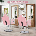 LOUVIXA Height Adjustable Salon Chair for Hair Sylist, Reclining Salon Hair Chairs, Hydraulic Barber Chair, 360 Degree Swivel Shampoo Chairset for Barbershop (Grey)