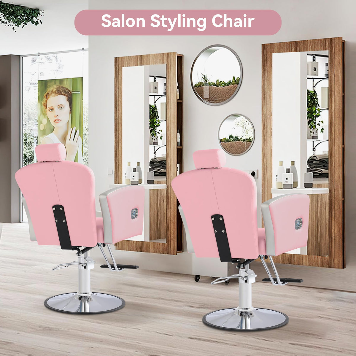 LOUVIXA Height Adjustable Salon Chair for Hair Sylist, Reclining Salon Hair Chairs, Hydraulic Barber Chair, 360 Degree Swivel Shampoo Chairset for Barbershop (Grey)