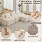 Modular Sectional Sofa, Boneless Couches for Living Room, Corduroy Couch, Big Comfy Couch, Modular Cloud Sofa with Deep Seat (Grey, 2 Pieces-Loveseat)