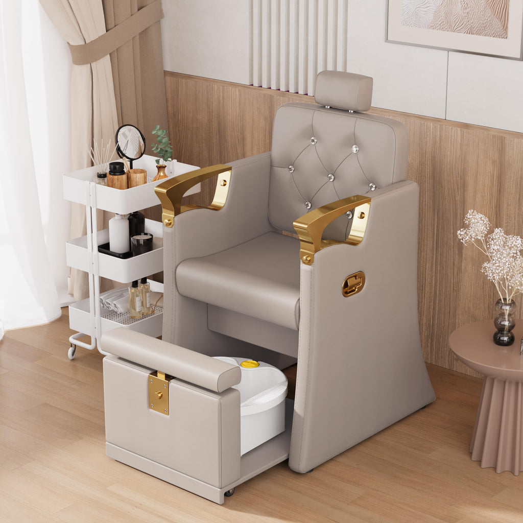 LOUVIXA Pedicure Station for Nail Tech, No Plumbing Pedicure Chair with Massage Pedicure Tub