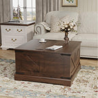 LOUVIXA Farmhouse Lift Top Coffee Table with Hidden Storage Compartment