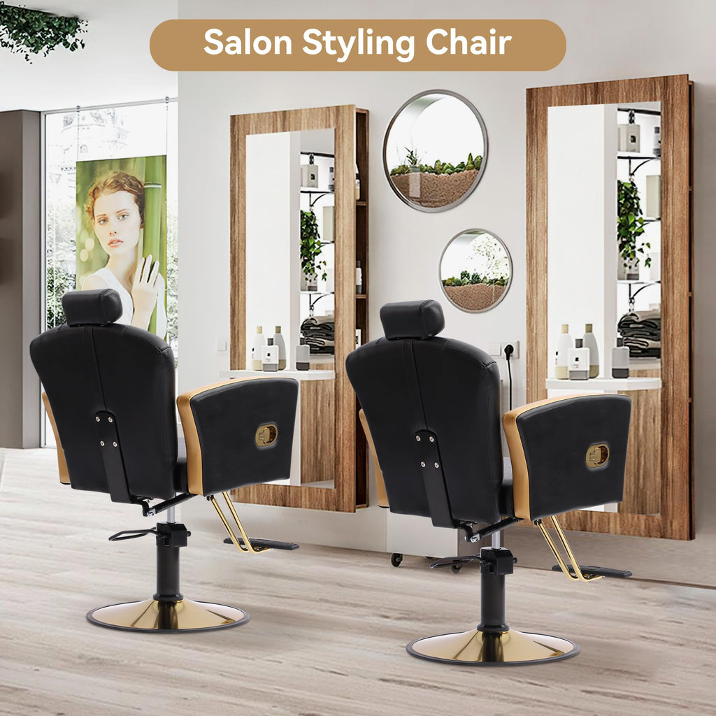 LOUVIXA Height Adjustable Salon Chair for Hair Sylist, Reclining Salon Hair Chairs, Hydraulic Barber Chair, 360 Degree Swivel Shampoo Chairset for Barbershop (Grey)