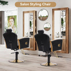 LOUVIXA Height Adjustable Salon Chair for Hair Sylist, Reclining Salon Hair Chairs, Hydraulic Barber Chair, 360 Degree Swivel Shampoo Chairset for Barbershop (Grey)