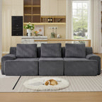 Modular Sectional Sofa, Boneless Couches for Living Room, Corduroy Couch, Big Comfy Couch, Modular Cloud Sofa with Deep Seat (Grey, 2 Pieces-Loveseat)