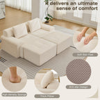 Modular Sectional Sofa, Boneless Couches for Living Room, Corduroy Couch, Big Comfy Couch, Modular Cloud Sofa with Deep Seat (Grey, 2 Pieces-Loveseat)