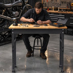 94.5" Heavy Duty Workbench, Height Adjustable Garage Work Table, Workstation Desk with Power Strip2, Workbench with Pegboard, 2000LBS Max Load