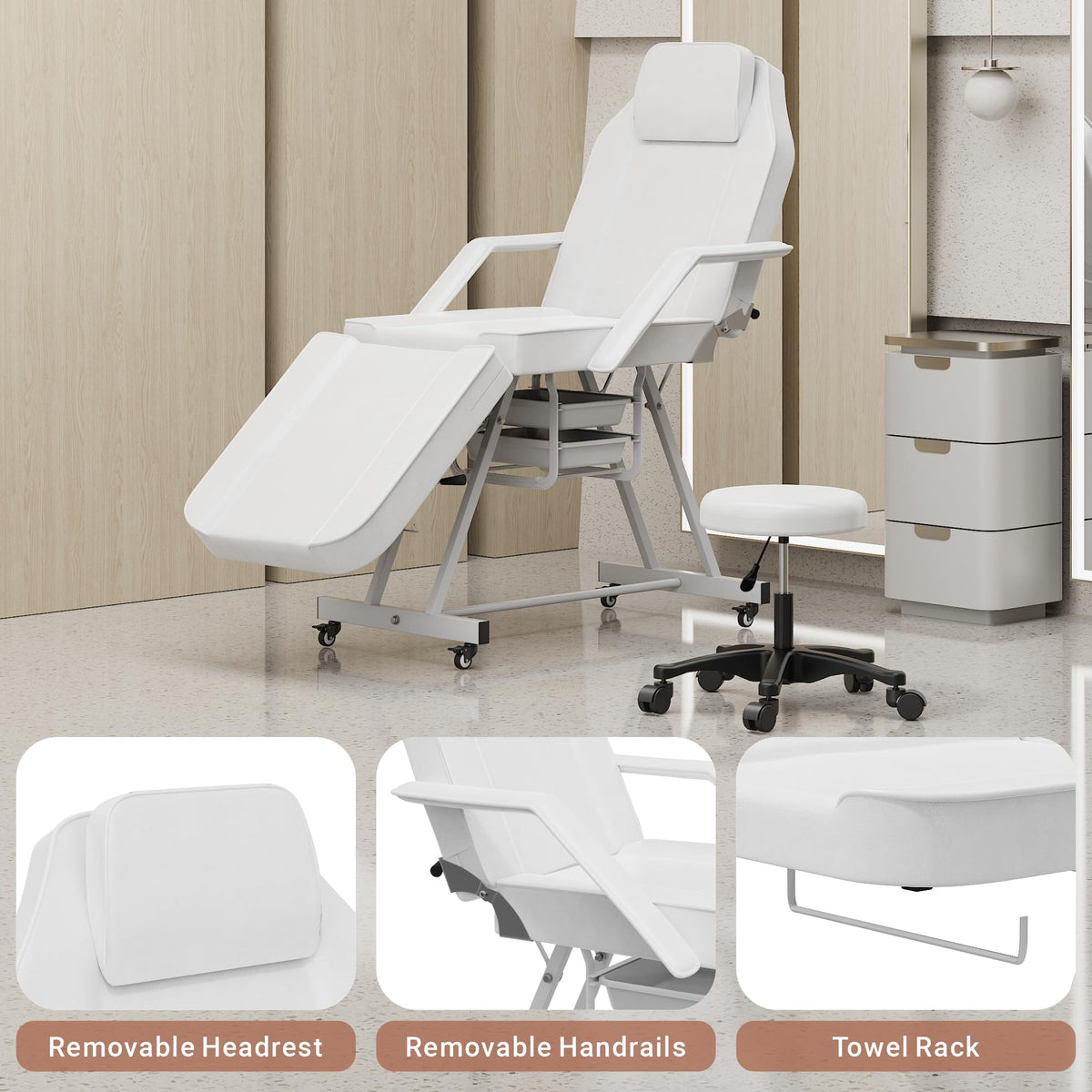 LOUVIXA Tattoo Chair, Adjustable Facial Chair 73 Inch Salon Bed with Hydraulic Stool for Professional Massage Beauty Spa (Black)