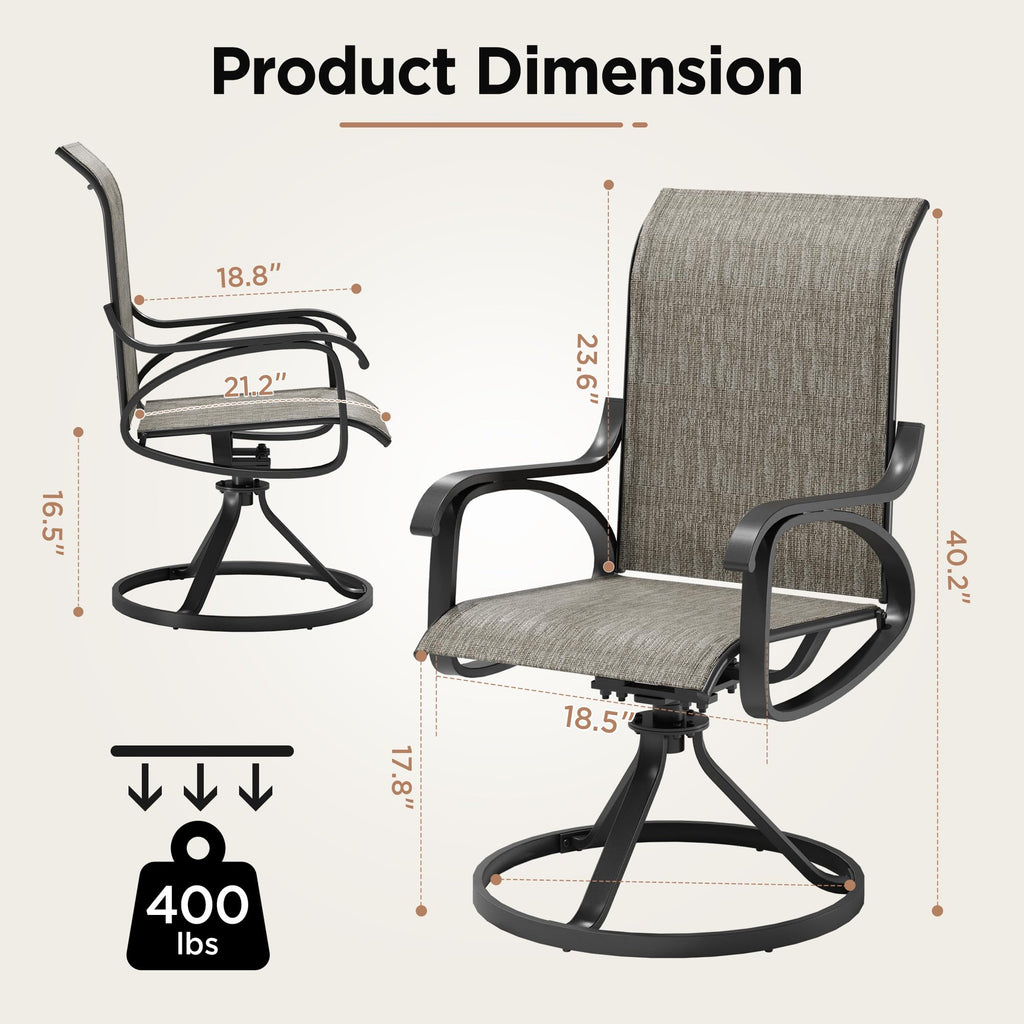 LOUVIXA Patio Swivel Chair Set of 8, All-Weather Patio Swivel Rocking Chair, High Back Patio Dining Chairs for Backyard, Porch, Lawn, Garden(8, Navy Blue)
