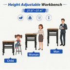 94.5" Heavy Duty Workbench, Height Adjustable Garage Work Table, Workstation Desk with Power Strip2, Workbench with Pegboard, 2000LBS Max Load