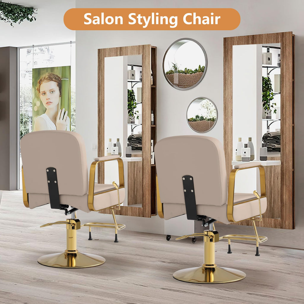 Barber Salon Chair for Hair Sylist, Hydraulic Salon Chairs with Headrest, Height Adjustable Barber Chairs, Reclining Barber Styling Chairs, 360 Degrees Rotation Shampoo Chair for Barbershop(White)