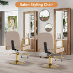 Barber Salon Chair for Hair Sylist, Hydraulic Salon Chairs with Headrest, Height Adjustable Barber Chairs, Reclining Barber Styling Chairs, 360 Degrees Rotation Shampoo Chair for Barbershop(White)