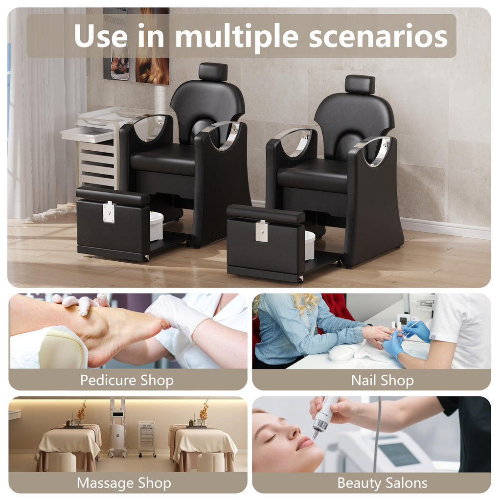 LOUVIXA Pedicure Station for Nail Tech, Reclining Pedicure Chair with Massage Foot Bath, No Plumbing Pedicure Station Unit (Sweet Pink)