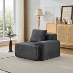 Modular Sectional Sofa, Boneless Couches for Living Room, Corduroy Couch, Big Comfy Couch, Modular Cloud Sofa with Deep Seat (Grey, 2 Pieces-Loveseat)