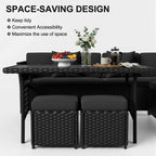 LOUVIXA 7 Pieces Patio Furniture Set, Outdoor Patio Furniture, Wicker Conversation Set with Dining Table, Chairs and Ottoman (6237 Grey-Brown)