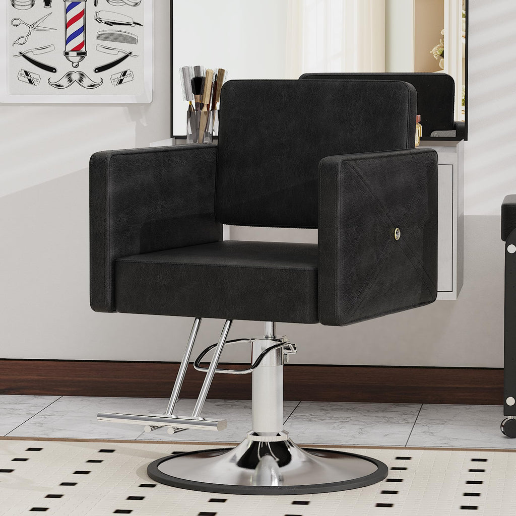 LOUVIXA Barber Salon Chairs for Hair Stylist, Height Adjustable Hydraulic Salon Chair, 360 Degrees Rotation, Multi-Function Shampoo Chair for Home Barbershop, Pink