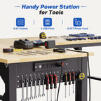 94.5" Heavy Duty Workbench, Height Adjustable Garage Work Table, Workstation Desk with Power Strip2, Workbench with Pegboard, 2000LBS Max Load
