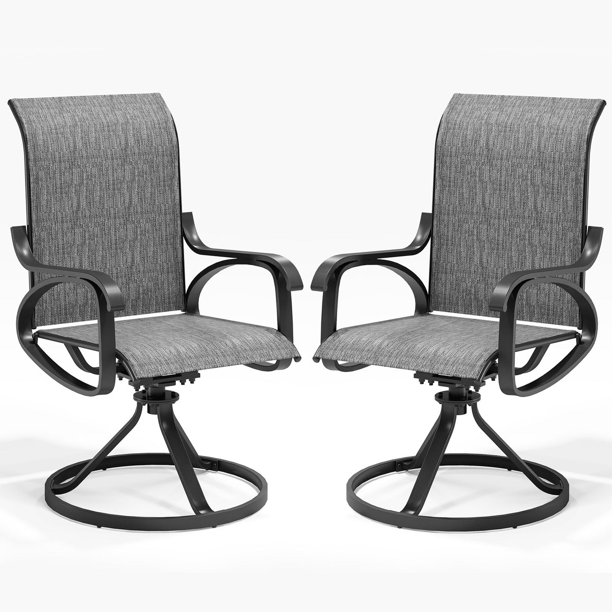 LOUVIXA Patio Swivel Chair Set of 8, All-Weather Patio Swivel Rocking Chair, High Back Patio Dining Chairs for Backyard, Porch, Lawn, Garden(8, Navy Blue)