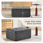 Modular Sectional Sofa, Boneless Couches for Living Room, Corduroy Couch, Big Comfy Couch, Modular Cloud Sofa with Deep Seat (Grey, 2 Pieces-Loveseat)