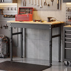 94.5" Heavy Duty Workbench, Height Adjustable Garage Work Table, Workstation Desk with Power Strip2, Workbench with Pegboard, 2000LBS Max Load