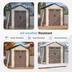 8x6 Resin Shed with Floor, Plastic Storage Shed with Window, Outside Storage Sheds with Lockable Door, Vents for Backyard, Garden, Lawn (8FTx6FT)