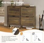 LOUVIXA Shoe Cabinet with 4 Flip Drawers, Narrow Shoe Storage Cabinet, Freestanding Shoe Cabinet Organizer, Hidden Shoe Rack Cabinet for Entryway, Hallway (4-Drawers, Brown/4-drawers)