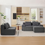 Modular Sectional Sofa, Boneless Couches for Living Room, Corduroy Couch, Big Comfy Couch, Modular Cloud Sofa with Deep Seat (Grey, 2 Pieces-Loveseat)