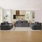 Modular Sectional Sofa, Boneless Couches for Living Room, Corduroy Couch, Big Comfy Couch, Modular Cloud Sofa with Deep Seat (Grey, 2 Pieces-Loveseat)