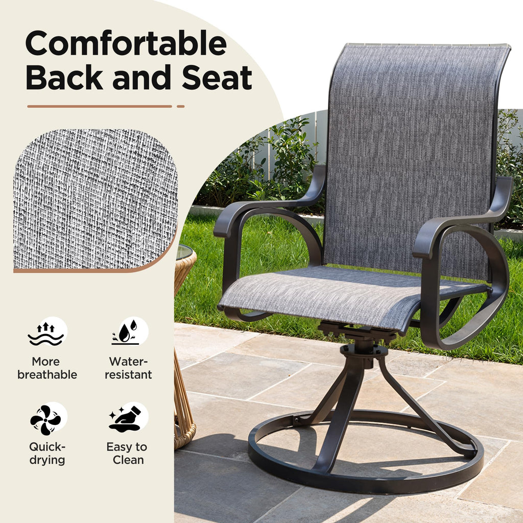 LOUVIXA Patio Swivel Chair Set of 8, All-Weather Patio Swivel Rocking Chair, High Back Patio Dining Chairs for Backyard, Porch, Lawn, Garden(8, Navy Blue)