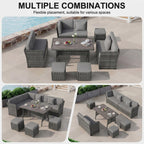 LOUVIXA 7 Pieces Patio Furniture Set, Outdoor Patio Furniture, Wicker Conversation Set with Dining Table, Chairs and Ottoman (6237 Grey-Brown)