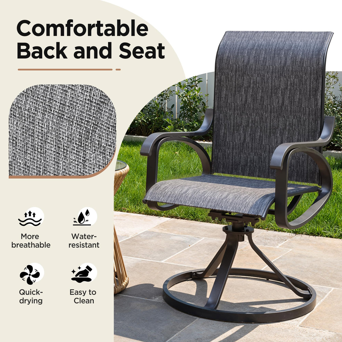 LOUVIXA Patio Swivel Chair Set of 8, All-Weather Patio Swivel Rocking Chair, High Back Patio Dining Chairs for Backyard, Porch, Lawn, Garden(8, Navy Blue)