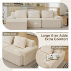 Modular Sectional Sofa, Boneless Couches for Living Room, Corduroy Couch, Big Comfy Couch, Modular Cloud Sofa with Deep Seat (Grey, 2 Pieces-Loveseat)