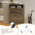 LOUVIXA Shoe Cabinet with 4 Flip Drawers, Narrow Shoe Storage Cabinet, Freestanding Shoe Cabinet Organizer, Hidden Shoe Rack Cabinet for Entryway, Hallway (4-Drawers, Brown/4-drawers)