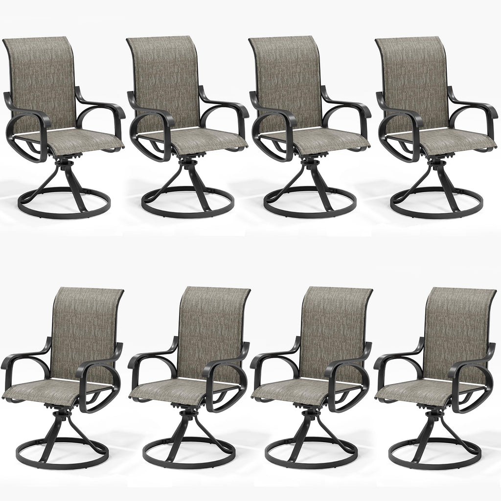 LOUVIXA Patio Swivel Chair Set of 8, All-Weather Patio Swivel Rocking Chair, High Back Patio Dining Chairs for Backyard, Porch, Lawn, Garden(8, Navy Blue)