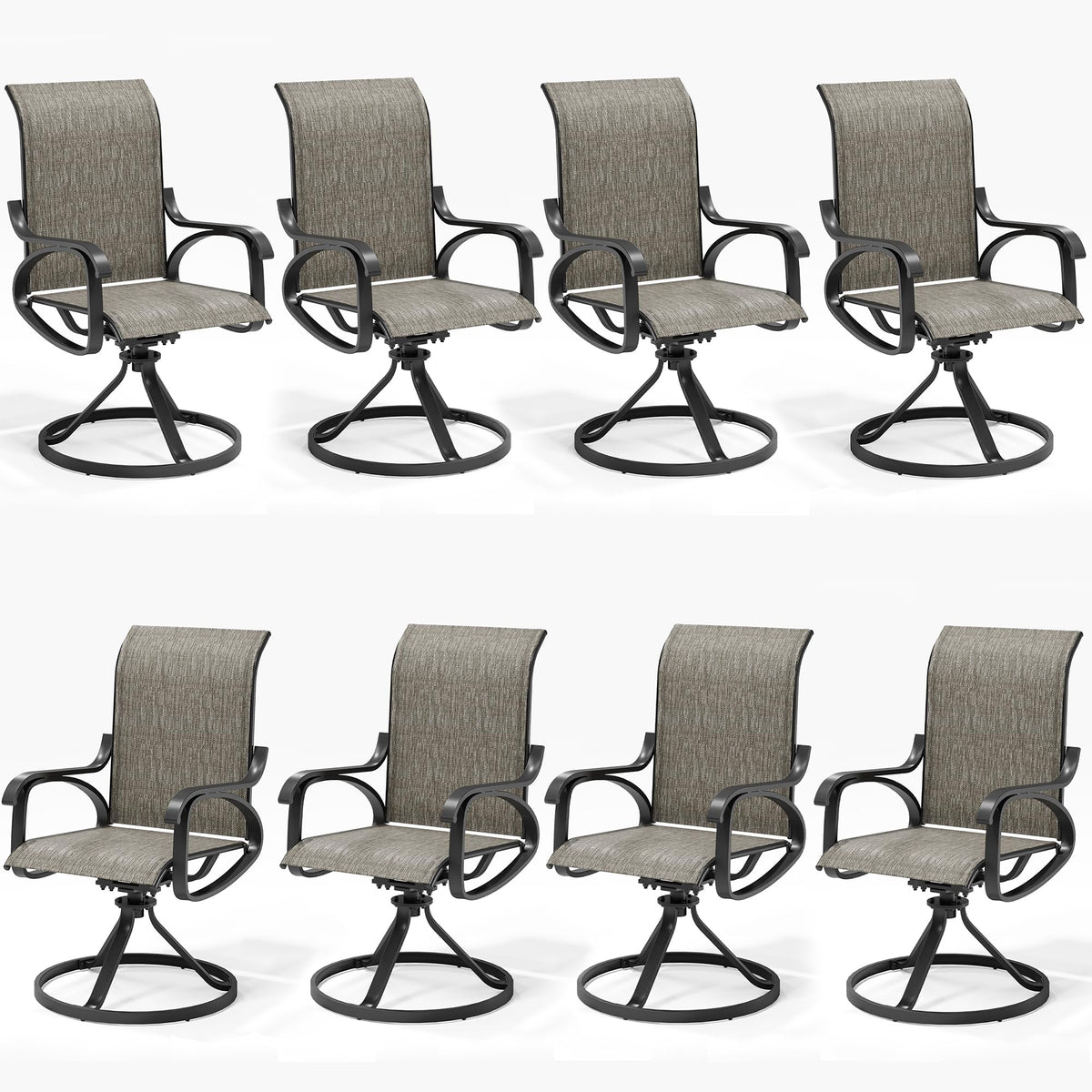 LOUVIXA Patio Swivel Chair Set of 8, All-Weather Patio Swivel Rocking Chair, High Back Patio Dining Chairs for Backyard, Porch, Lawn, Garden(8, Navy Blue)