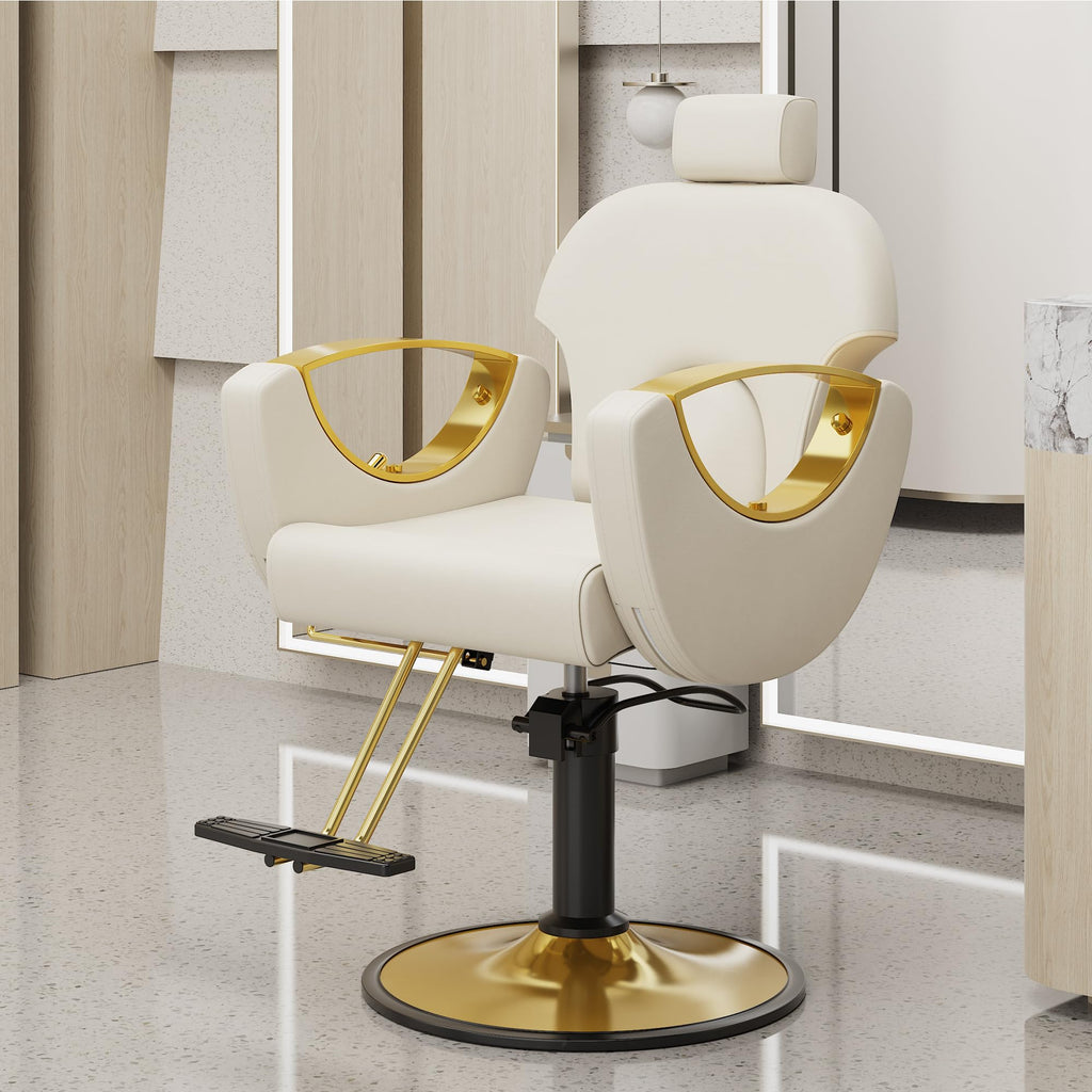 LOUVIXA Barber Chair for Hair Stylist, Height Adjustable Hydraulic Hair Reclining Salon Chair, 360 Degrees Rotation, Multi-Function Shampoo Chair for Salon Barbershop (Grey)
