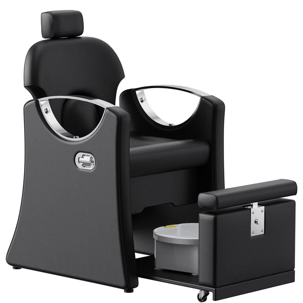 LOUVIXA Pedicure Station for Nail Tech, Reclining Pedicure Chair with Massage Foot Bath, No Plumbing Pedicure Station Unit (Sweet Pink)