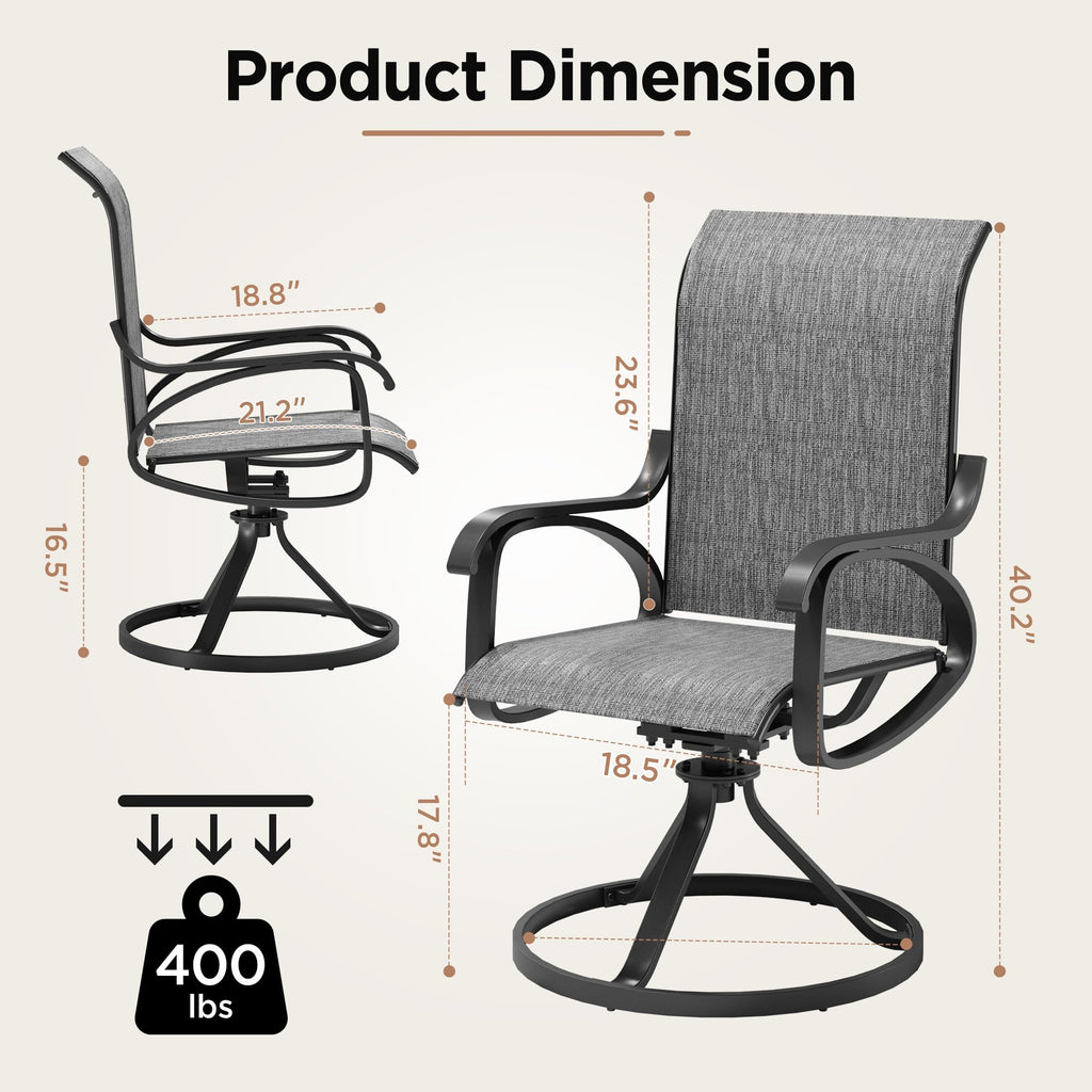 LOUVIXA Patio Swivel Chair Set of 8, All-Weather Patio Swivel Rocking Chair, High Back Patio Dining Chairs for Backyard, Porch, Lawn, Garden(8, Navy Blue)