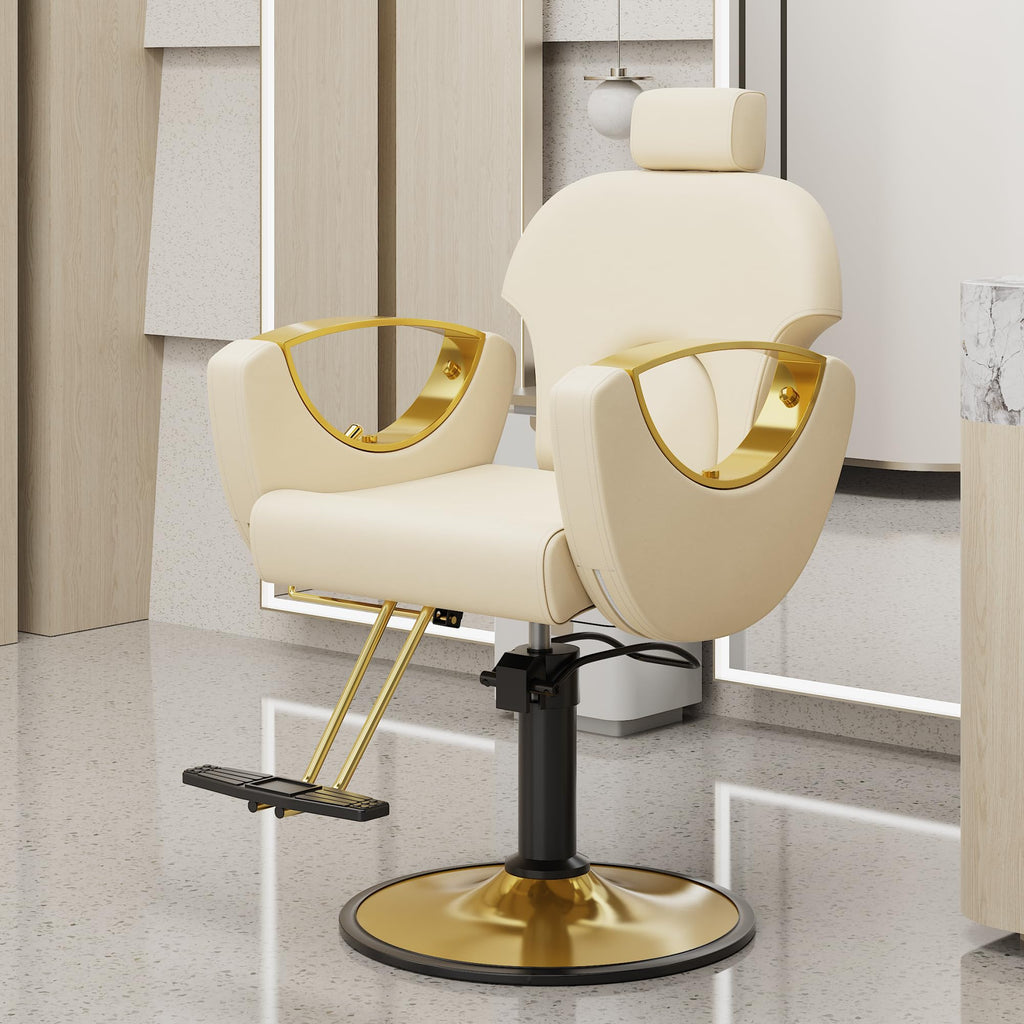 LOUVIXA Barber Chair for Hair Stylist, Height Adjustable Hydraulic Hair Reclining Salon Chair, 360 Degrees Rotation, Multi-Function Shampoo Chair for Salon Barbershop (Grey)