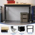 94.5" Heavy Duty Workbench, Height Adjustable Garage Work Table, Workstation Desk with Power Strip2, Workbench with Pegboard, 2000LBS Max Load