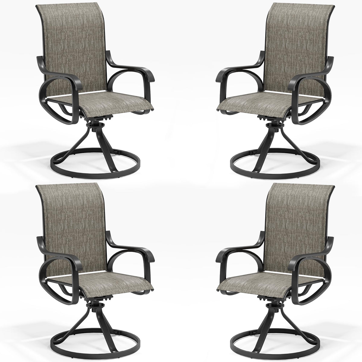 LOUVIXA Patio Swivel Chair Set of 8, All-Weather Patio Swivel Rocking Chair, High Back Patio Dining Chairs for Backyard, Porch, Lawn, Garden(8, Navy Blue)