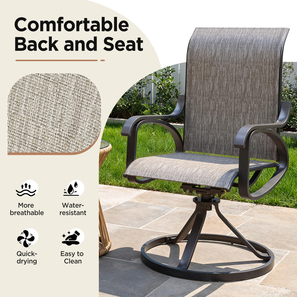 LOUVIXA Patio Swivel Chair Set of 8, All-Weather Patio Swivel Rocking Chair, High Back Patio Dining Chairs for Backyard, Porch, Lawn, Garden(8, Navy Blue)