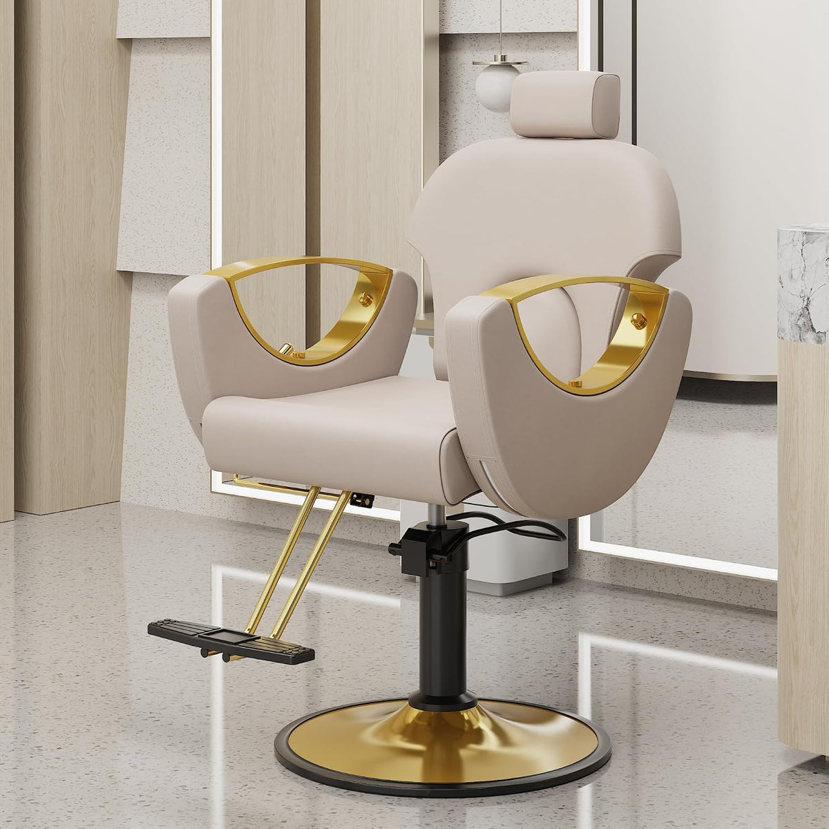 LOUVIXA Barber Chair for Hair Stylist, Height Adjustable Hydraulic Hair Reclining Salon Chair, 360 Degrees Rotation, Multi-Function Shampoo Chair for Salon Barbershop (Grey)