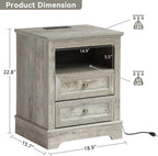 LOUVIXA Farmhouse Bedroom Sets of 3, 3Pcs Farmhouse Dresser Set, Including 5 Drawer Dressers and Nightstand Set of 2 with Charging Station (Grey Sets