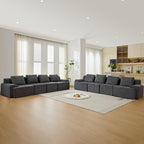 Modular Sectional Sofa, Boneless Couches for Living Room, Corduroy Couch, Big Comfy Couch, Modular Cloud Sofa with Deep Seat (Grey, 2 Pieces-Loveseat)