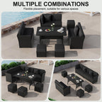LOUVIXA 7 Pieces Patio Furniture Set, Outdoor Patio Furniture, Wicker Conversation Set with Dining Table, Chairs and Ottoman (6237 Grey-Brown)