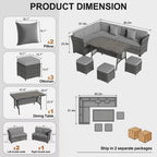 LOUVIXA 7 Pieces Patio Furniture Set, Outdoor Patio Furniture, Wicker Conversation Set with Dining Table, Chairs and Ottoman (6237 Grey-Brown)