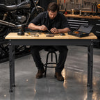 94.5" Heavy Duty Workbench, Height Adjustable Garage Work Table, Workstation Desk with Power Strip2, Workbench with Pegboard, 2000LBS Max Load