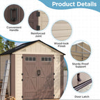 8x6 Resin Shed with Floor, Plastic Storage Shed with Window, Outside Storage Sheds with Lockable Door, Vents for Backyard, Garden, Lawn (8FTx6FT)