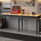 94.5" Heavy Duty Workbench, Height Adjustable Garage Work Table, Workstation Desk with Power Strip2, Workbench with Pegboard, 2000LBS Max Load