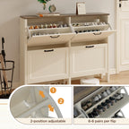 LOUVIXA Shoe Cabinet with 4 Flip Drawers, Narrow Shoe Storage Cabinet, Freestanding Shoe Cabinet Organizer, Hidden Shoe Rack Cabinet for Entryway, Hallway (4-Drawers, Brown/4-drawers)